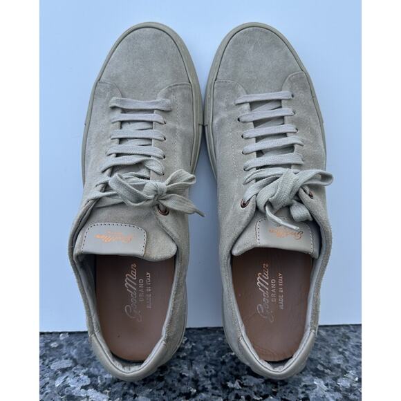 Good Man Mens Leather Suede Sneaker Low Top Lace Up Shoes Italy Made Size 11